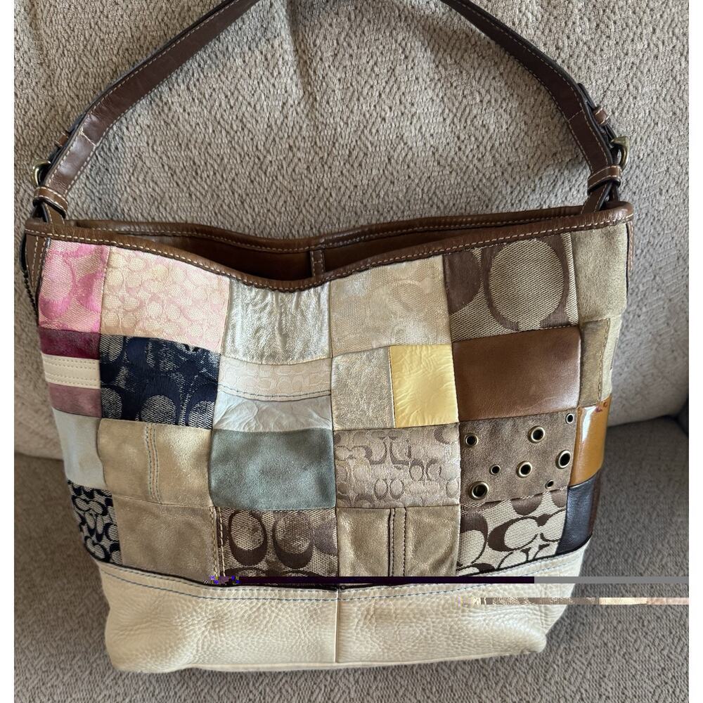 Coach Vintage Signature Patchwork Purse– Multicolor Neutral Tones - Picture 8 of 16